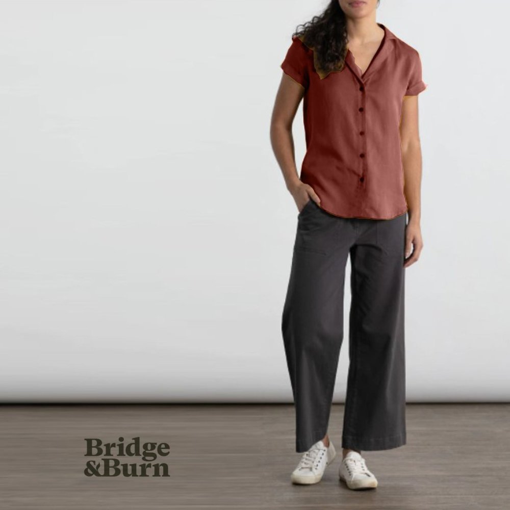 BRIDGE & BURN Innes Dandelion Button Down Short Sleeve Shirt Small Size